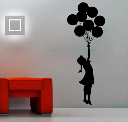 (99 x 100 cm) de la pared del vinilo adhesivo de Banksy escapismo impresionante niña con globos/etiqueta engomada pintada de la calle arte decoración/casa twistfix walplus! + regalo gratis al azar TecGadgets