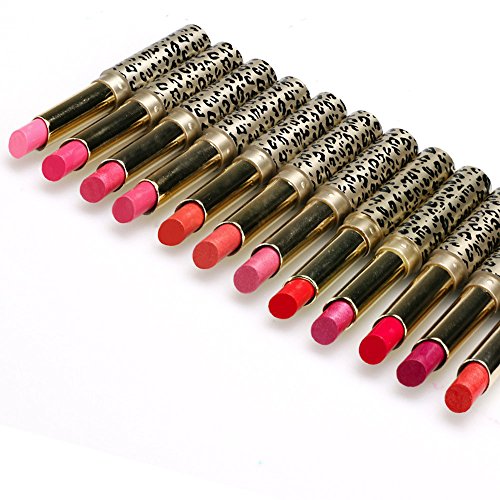 99AMZ Mate Impermeable Permanente Barra de labios Brillante Durable Fija Brillo de labios Multicolor Maquillaje Rojo La moda Glaseado de labios Un conjunto de 12 colores Profesional Lapiz labial (#1)