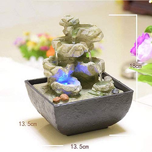 A-Generic Cuisine Maison Fontaines d intérieur Paysage Paysage Fontaines D intérieur Résine Rocher Cascade de Bureau Fontaine Avec Des Lumières LED Bureau