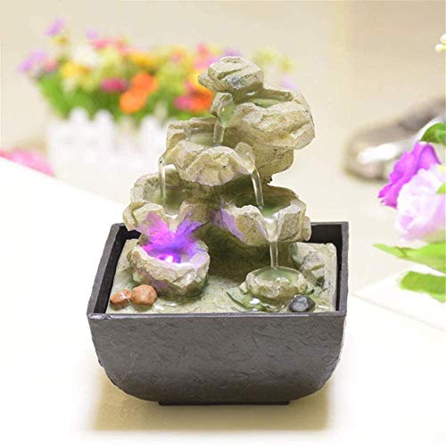 A-Generic Cuisine Maison Fontaines d intérieur Paysage Paysage Fontaines D intérieur Résine Rocher Cascade de Bureau Fontaine Avec Des Lumières LED Bureau