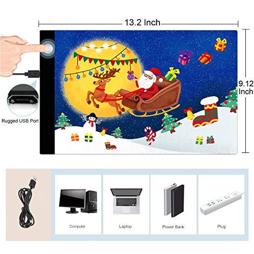 A4 Led Ligero Caja Dibujo Caja de luz artista Ligero Trazador Mesa Almohadilla de seguimiento para Tabla del diseño del tatuaje, tablero de dibujo,Tablero del bosquejo Pantalla de la plantilla