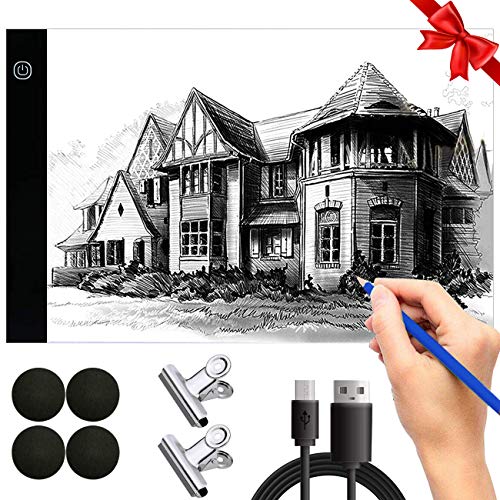 A4 Led Ligero Caja Dibujo Caja de luz artista Ligero Trazador Mesa Almohadilla de seguimiento para Tabla del diseño del tatuaje, tablero de dibujo,Tablero del bosquejo Pantalla de la plantilla