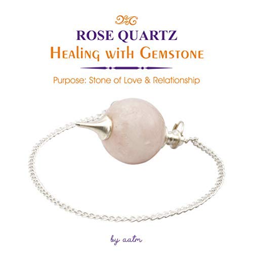 Aatm Natural Healing Rose Quartz Gemstone Round Pointed Reiki Chakra Ball Pendulum for Love and Gift