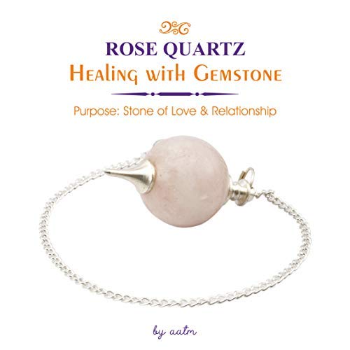 Aatm Natural Healing Rose Quartz Gemstone Round Pointed Reiki Chakra Ball Pendulum for Love and Gift