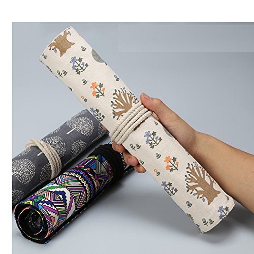 Abaría - Bolso estuche enrollable para pinceles para pintar al Óleo / Acrílica / Acuarela, portalápices de lona 20 agujeros, bolsa organizador para brochas de arte profesionales infantil adulto