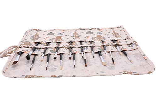 Abaría - Bolso estuche enrollable para pinceles para pintar al Óleo / Acrílica / Acuarela, portalápices de lona 20 agujeros, bolsa organizador para brochas de arte profesionales infantil adulto