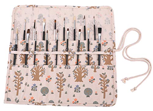 Abaría - Bolso estuche enrollable para pinceles para pintar al Óleo / Acrílica / Acuarela, portalápices de lona 20 agujeros, bolsa organizador para brochas de arte profesionales infantil adulto