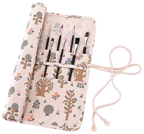 Abaría - Bolso estuche enrollable para pinceles para pintar al Óleo / Acrílica / Acuarela, portalápices de lona 20 agujeros, bolsa organizador para brochas de arte profesionales infantil adulto