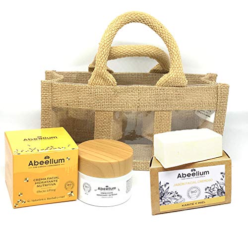 Abeelium - Pack Bee Gold | Jabon Facial Natural y Crema Hidratante Facial Acido Hialuronico Biológico - Producto natural y Ecológico | Hecho en España