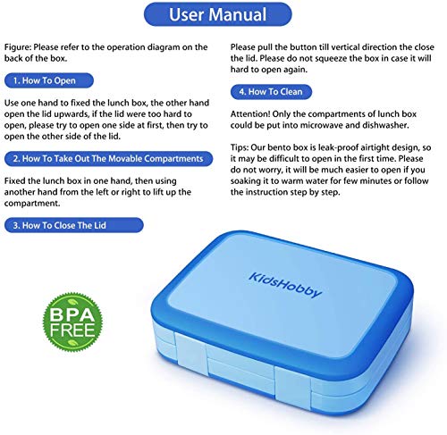 Abree Fiambrera Niños Infantil con 4 Compartimentos Bento Lunch Box con Cuchara Segura Ideal para Escuela Excursiones Merienda