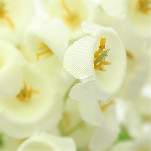 ACAMPTAR 2 Pcs de Ramo de Flor Artificial de Muguet Flores Plantas Falsas para Decoracion de Oficina De La Matrimonio para El Hogar-Blanco