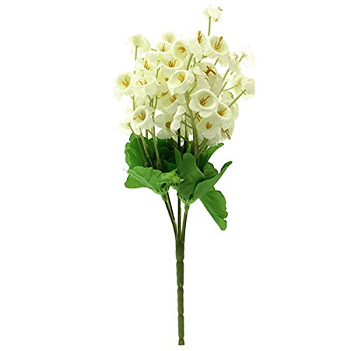 ACAMPTAR 2 Pcs de Ramo de Flor Artificial de Muguet Flores Plantas Falsas para Decoracion de Oficina De La Matrimonio para El Hogar-Blanco