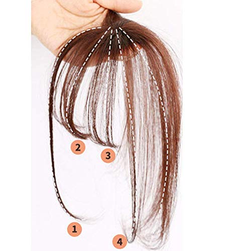 Accesorios de flecos 3D para mujeres # 6 Marrón medio 100% Extensiones de cabello humano real Piezas de cabello Remy con extensiones de Temple Bang