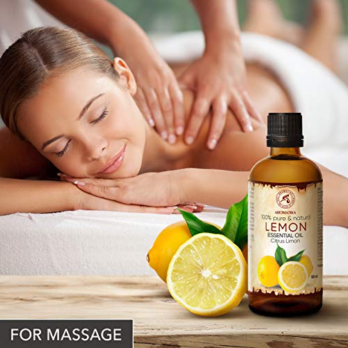 Aceite de Limón 2x100ml - Limón Cítrico - Italia - 100% Puro para Buen Sueño - Cuidado Corporal - Belleza - Relajación - Aromaterapia - Difusor de Aroma - Lámpara de Aroma