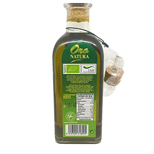 Aceite de Oliva Virgen Extra Ecologico - Oro Natura - 500 ml - Elaborado en Cadiz - Los Remedios Picasat (Pack de 2 botellas)