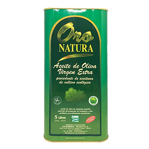 Aceite de Oliva Virgen Extra Ecologico - Oro Natura - Lata 5 L- Elaborado en Cadiz - Los Remedios Picasat (Pack de 1 lata)