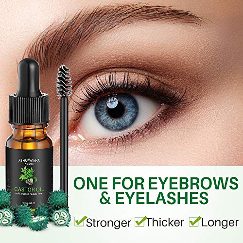 Aceite de ricino para el crecimiento del cabello, cejas, suero orgánico de crecimiento de pestañas prensado en frío con un aplicador