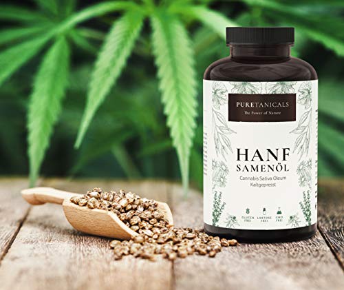 Aceite de Semilla de Cáñamo (Cannabis Sativa) Prensado en Frío - 180 Cápsulas Dosis Alta | 1000mg Hemp Seed Oil Suplementos Naturales Omega 3-6-9 | Analizada en Laboratorios, Producida Alemania