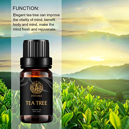 Aceite esencial de aromaterapia Árbol del té, Esencial Oil Tea Tree Perfume (0,33 oz - 10 ml), Aceites de fragancia del árbol del té 100% puros para difusor, Humidificador, Masaje, Aromaterapia,Hogar