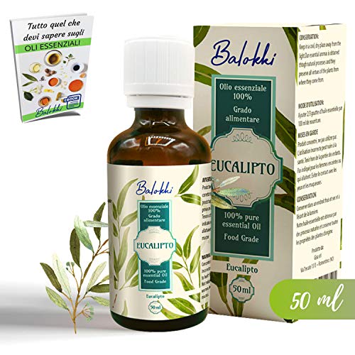 Aceite Esencial de Eucalipto Puro 100% + Ebook Gratis • Origen Español • Aromaterapia&Difusor • Masajes Vigorizantes • Grado Alimentario • Calmante y Purificante • Vidrio 50ml