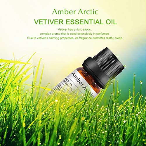Aceite esencial de vetiver - 100% puro Aceite esencial de grado terapéutico, aceites de vetiver de aromaterapia natural para difusor