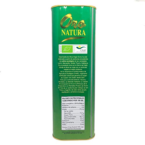 Aceite Oliva Virgen Extra Ecológico Oro Natura, 3 latas x 5L