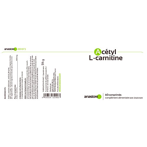 ACETIL L - CARNITINA * 500 mg / 60 comprimidos * Cardiovascular (glucosa), Cerebro, Equilibrio emocional, Rendimiento deportivo, Visión * Garantía de satisfacción o reembolso * Fabricado en Francia