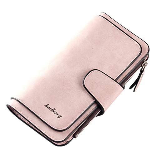 ACHICOO - Cartera para mujer, grande, 3 compartimentos, diseño largo, informal, monedero, rosa claro (Rosa) - HXY-20190916-Two-B829560D325
