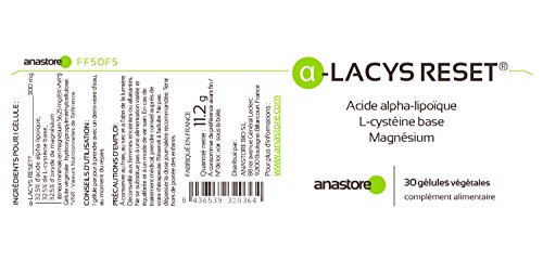 Ácido alfa lipoico (alfa-LACYS RESET®) con base de L-Cisteína, Magnesio* 300mg/30cápsulas *potente acelerador y regulador del rendimiento * útil contra la diabetes, reduce la fatiga*