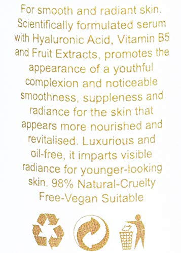 Ácido hialurónico triple fruta sérum, libre de crueldad. Bueno para antienvejecimiento, antiarrugas, líneas finas, pieles sensibles. Dejarás tu piel hidratada, brillante y con una sensación suave.