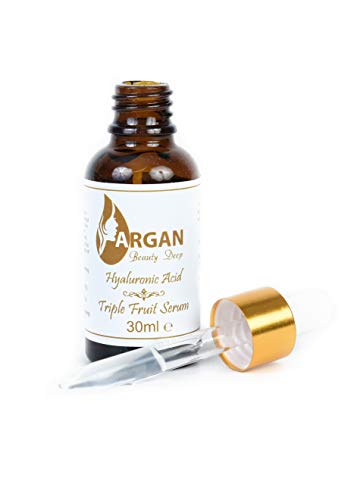 Ácido hialurónico triple fruta sérum, libre de crueldad. Bueno para antienvejecimiento, antiarrugas, líneas finas, pieles sensibles. Dejarás tu piel hidratada, brillante y con una sensación suave.