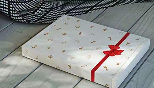 Acobonline Kit de Marco de madera Para Manos y Huellas de bebé para niños y niñas. No se agrieta al secar. (Negro-Arcilla)