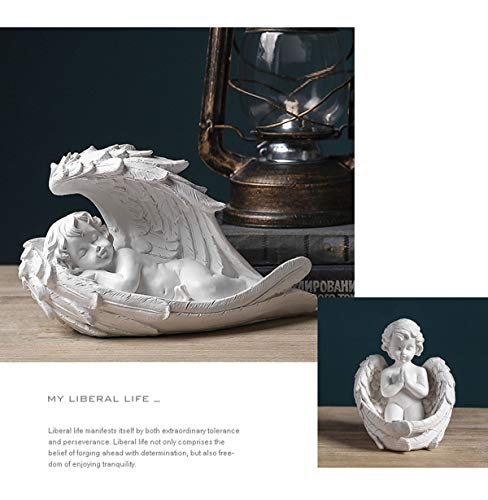 Acostarse/Arrodillarse Rezar Blancos Querubines/Ángeles Resina Jardín Estatua Estatuilla Interior Al Aire Libre Hogar Jardín Decoración Alas Ángel Estatua Escultura Estatua Conmemorativa,A