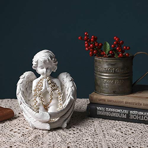 Acostarse/Arrodillarse Rezar Blancos Querubines/Ángeles Resina Jardín Estatua Estatuilla Interior Al Aire Libre Hogar Jardín Decoración Alas Ángel Estatua Escultura Estatua Conmemorativa,A