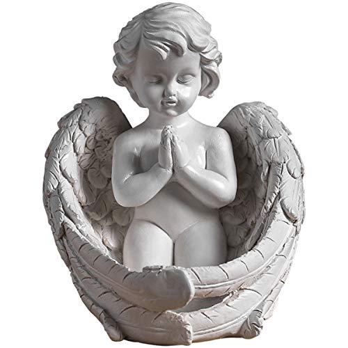 Acostarse/Arrodillarse Rezar Blancos Querubines/Ángeles Resina Jardín Estatua Estatuilla Interior Al Aire Libre Hogar Jardín Decoración Alas Ángel Estatua Escultura Estatua Conmemorativa,A