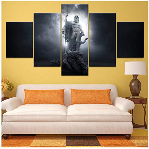 ad God of War Ascension Poseidon Estatua   Arte de la Pared Pinturas sobre Lienzo de la mitología Griega Imágenes Decoración para el hogar HD Impresiones Carteles -30x40 30x60 30x80cm Sin Marco