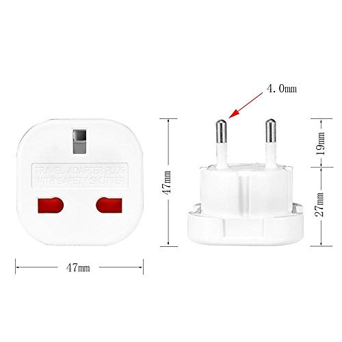 Adaptador de enchufe de la UE Plug 4.0mm 240V 16A Reino Unido Británico de 3 pines for la UE Euro Europeo de 2 pines de enchufe convertidor eléctrico enchufes hembra de salida