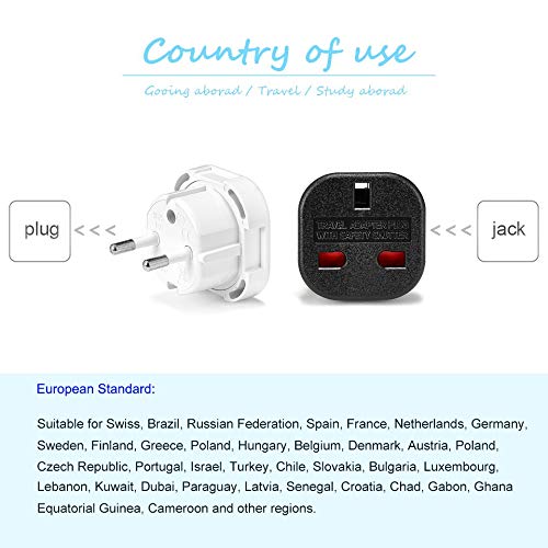 Adaptador de enchufe de la UE Plug 4.0mm 240V 16A Reino Unido Británico de 3 pines for la UE Euro Europeo de 2 pines de enchufe convertidor eléctrico enchufes hembra de salida