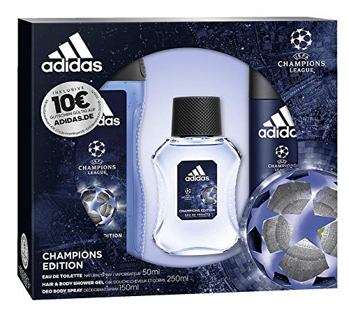adidas Aroma Juego UEFA League Champions Edition Eau de Toilette 50 ml + Desodorante Spray 150 Ml + Show ergel 250 ml + Voucher, 450 ml