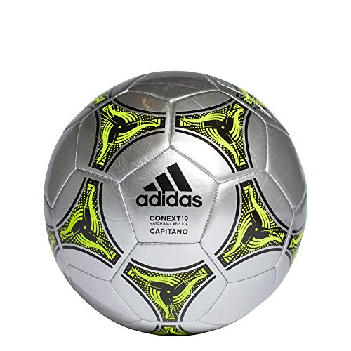 adidas Conext 19 Capitano Ball Balón de Fútbol, Unisex, Plata (Silver Metallic/Black/Solar Yellow), 5