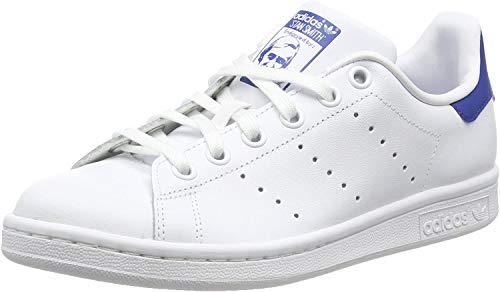 Adidas Stan Smith J, Zapatillas de Gimnasia Unisex Niños, Blanco (FTWR White/FTWR White/EQT Blue FTWR White/FTWR White/EQT Blue), 37 1/3 EU