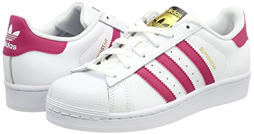 Adidas Superstar Foundation, Zapatillas Unisex Infantil, Blanco / Fucsia, 37 1/3 EU