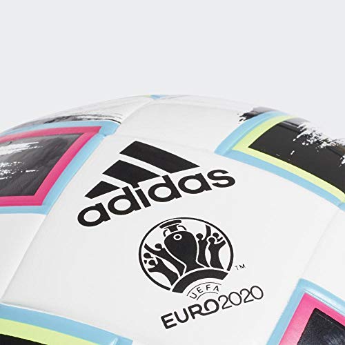 adidas UNIFO LGE J350 Balón de Fútbol, Boys, White/Black/Signal Green/Bright Cyan, 5