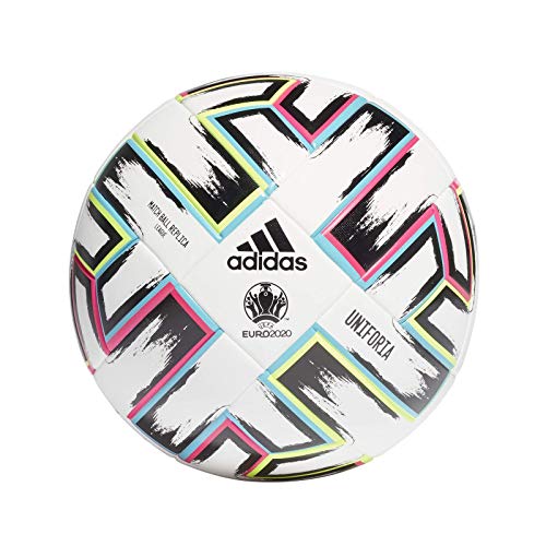 adidas UNIFO LGE XMS Balón de Fútbol, Men's, White/Black/Signal Green/Bright Cyan, 5