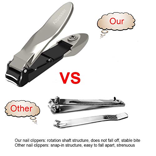 Adkwse - Cortaúñas para hombres, tamaño grande, con recipiente colector (evita salpicaduras de uñas), cortaúñas para uñas, acero inoxidable