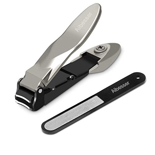 Adkwse - Cortaúñas para hombres, tamaño grande, con recipiente colector (evita salpicaduras de uñas), cortaúñas para uñas, acero inoxidable