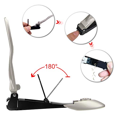 Adkwse - Cortaúñas para hombres, tamaño grande, con recipiente colector (evita salpicaduras de uñas), cortaúñas para uñas, acero inoxidable