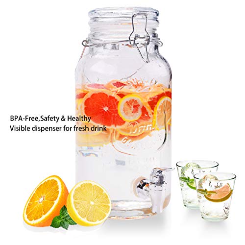 AETKFO Dispensador de Bebidas con Grifo,Dispensador de Cerveza Vidrio Dispensador Bebida Cristal Tarro con Grifo Transparente para Verano, Fiesta, Jardín