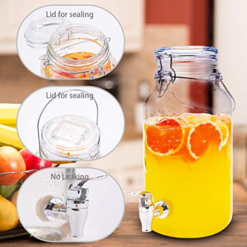 AETKFO Dispensador de Bebidas con Grifo,Dispensador de Cerveza Vidrio Dispensador Bebida Cristal Tarro con Grifo Transparente para Verano, Fiesta, Jardín