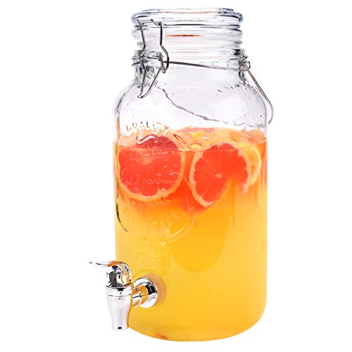 AETKFO Dispensador de Bebidas con Grifo,Dispensador de Cerveza Vidrio Dispensador Bebida Cristal Tarro con Grifo Transparente para Verano, Fiesta, Jardín